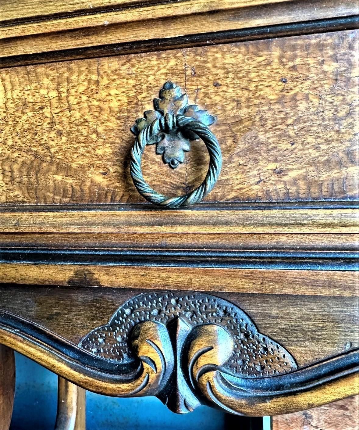 Antique Berkey & Gay Grand Rapids 'Span-Umbrian' Walnut, Burlwood and Polychrome Cabinet - Circa 1917 - Image 6