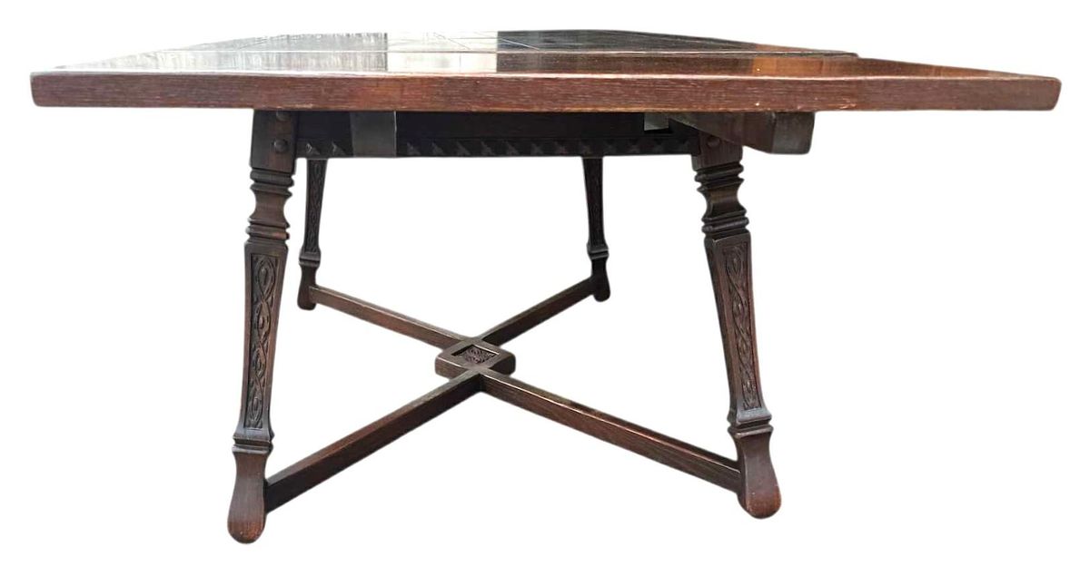 Vintage Viking Oak Dining Table 60" With Pullout Leaves Extending to 96" - Circa 1950 Attributed to Romweber - Image 6