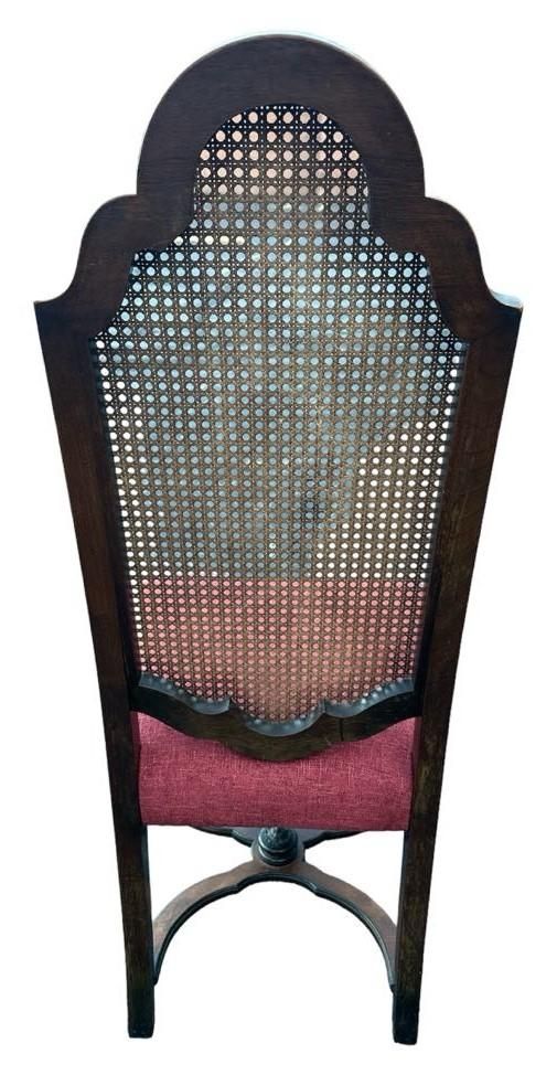 Antique Spanish Renaissance Style Walnut and Caning Dining Chairs - Set of 6 - Circa 1910 - Image 6