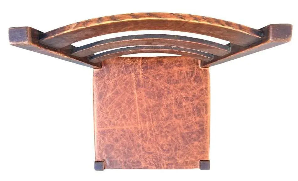 Signed Gustav Stickley Quarter Sawn Mission Oak Chair With New Leather Seat Cover - Early 20th Century - Image 6