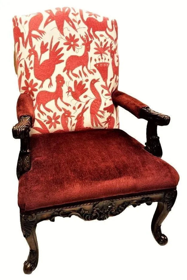 Hacienda Fauteuils With New Otomi Hand Embroidery Upholstery - a Pair - Early 21st Century - Image 6