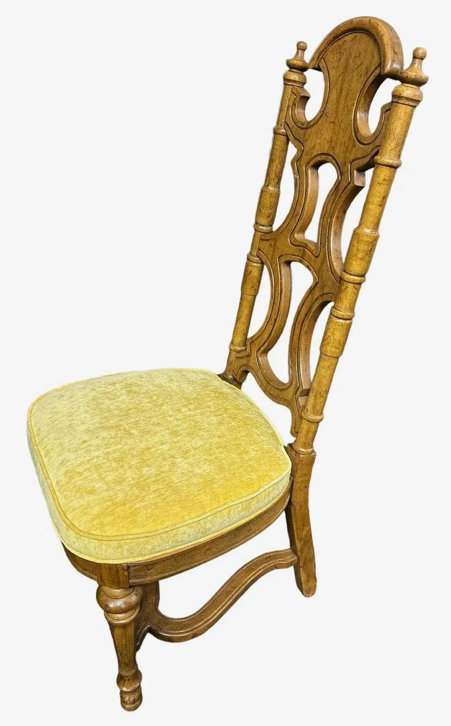 Jim Peed Drexel 1960s Spanish Style Pecan Wood Dining Chairs - Set of 4 - Image 6