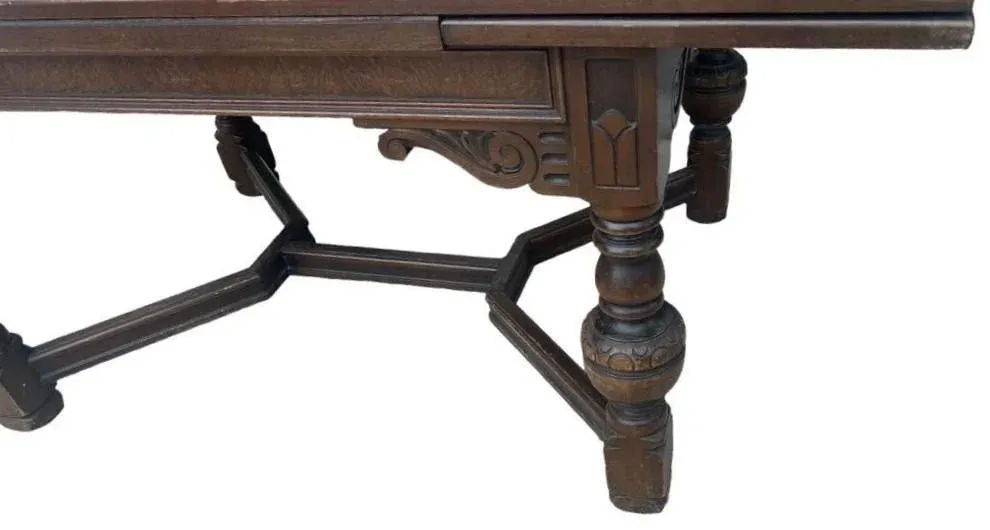 Antique 9 Ft. Walnut Spanish Revival Refectory Table by Tell City Furniture - Circa 1910 - Image 6