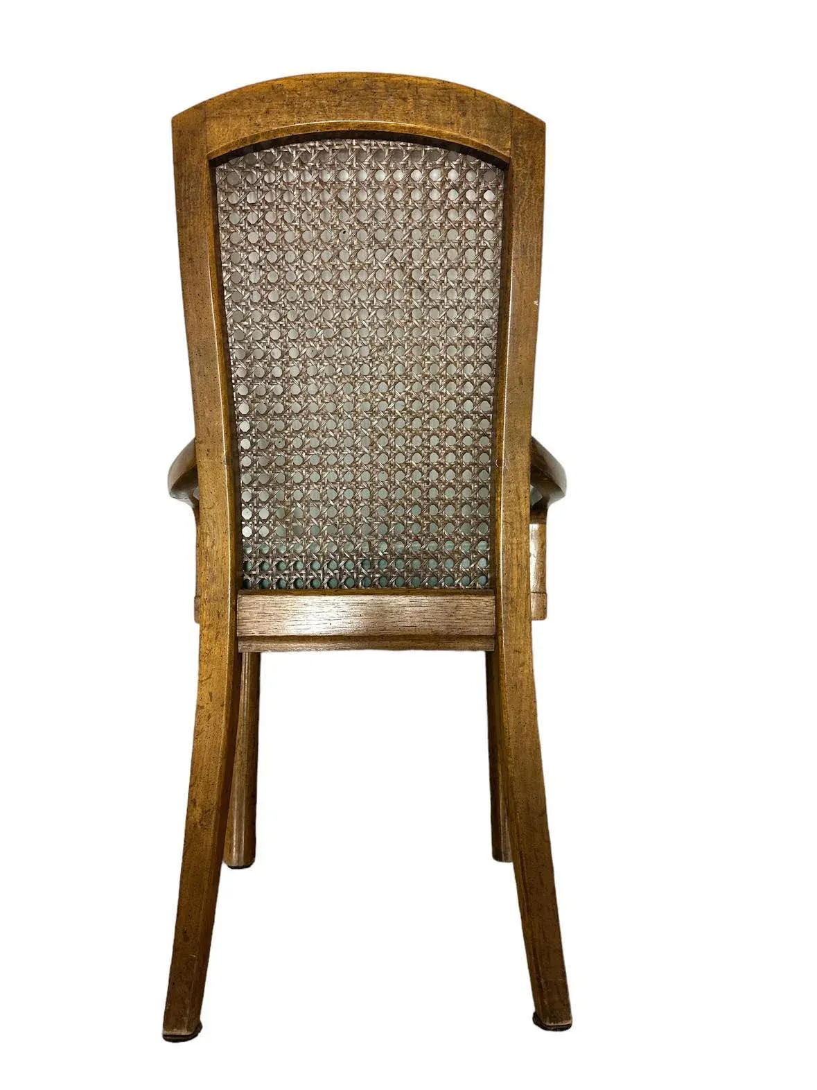 Drexel Mid 20th Century Cane and Oak Dining Chairs With New Velvet Upholstery - Set of 6 - Image 6