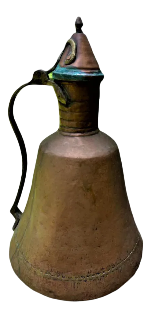 Large Egyptian Vintage Copper Hand Crafted Water Vessel - Mid 20th Century - Image 6