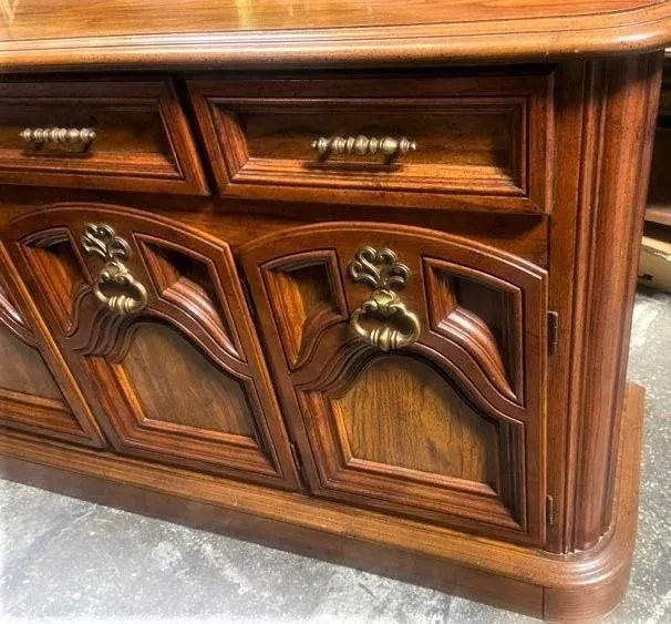 Mid 20th Century Spanish Revival Oak 70" Wide Credenza or Buffet Sideboard - Image 6