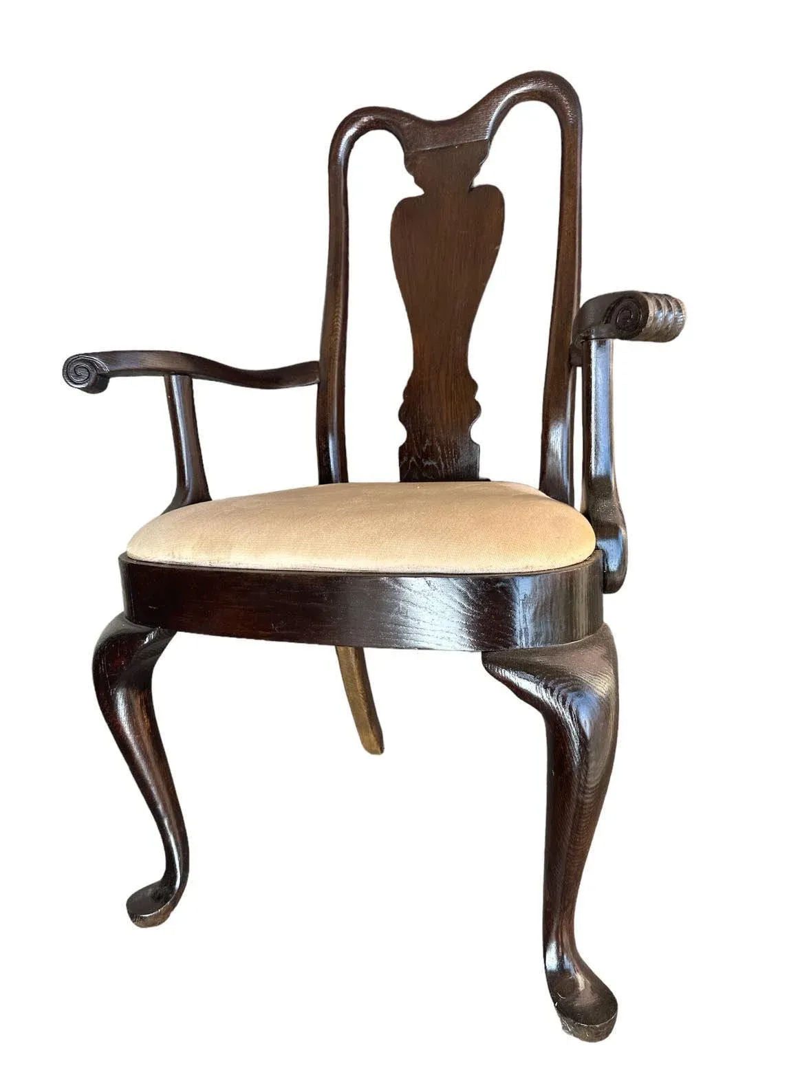 Set of 4 Vintage Dark Oak Queen Anne Dining Chairs Made in Canada - Early 21st Century - Image 6