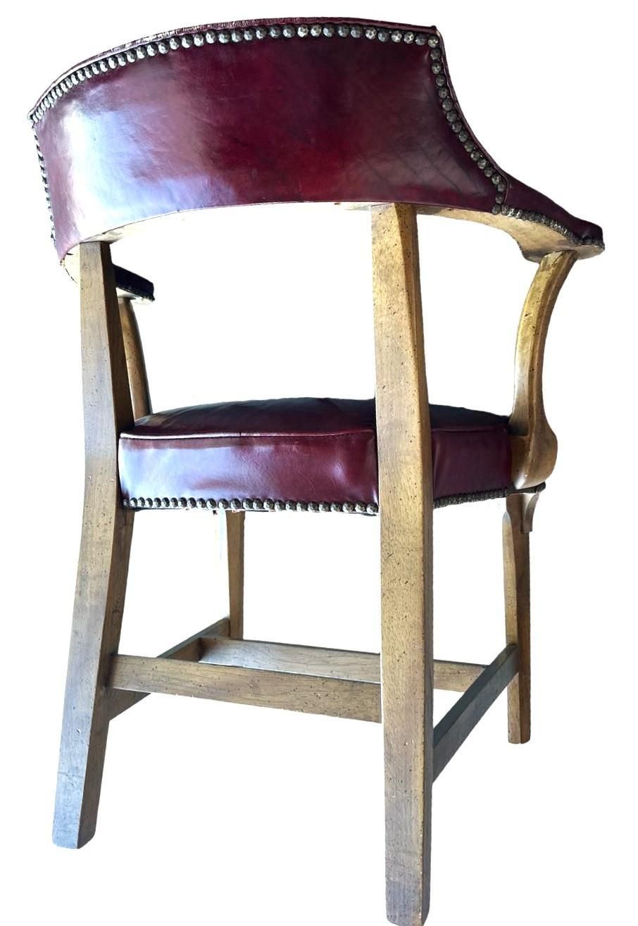 Vintage Leather Club Chair or Desk Chair by Century Furniture of Hickory - Image 6
