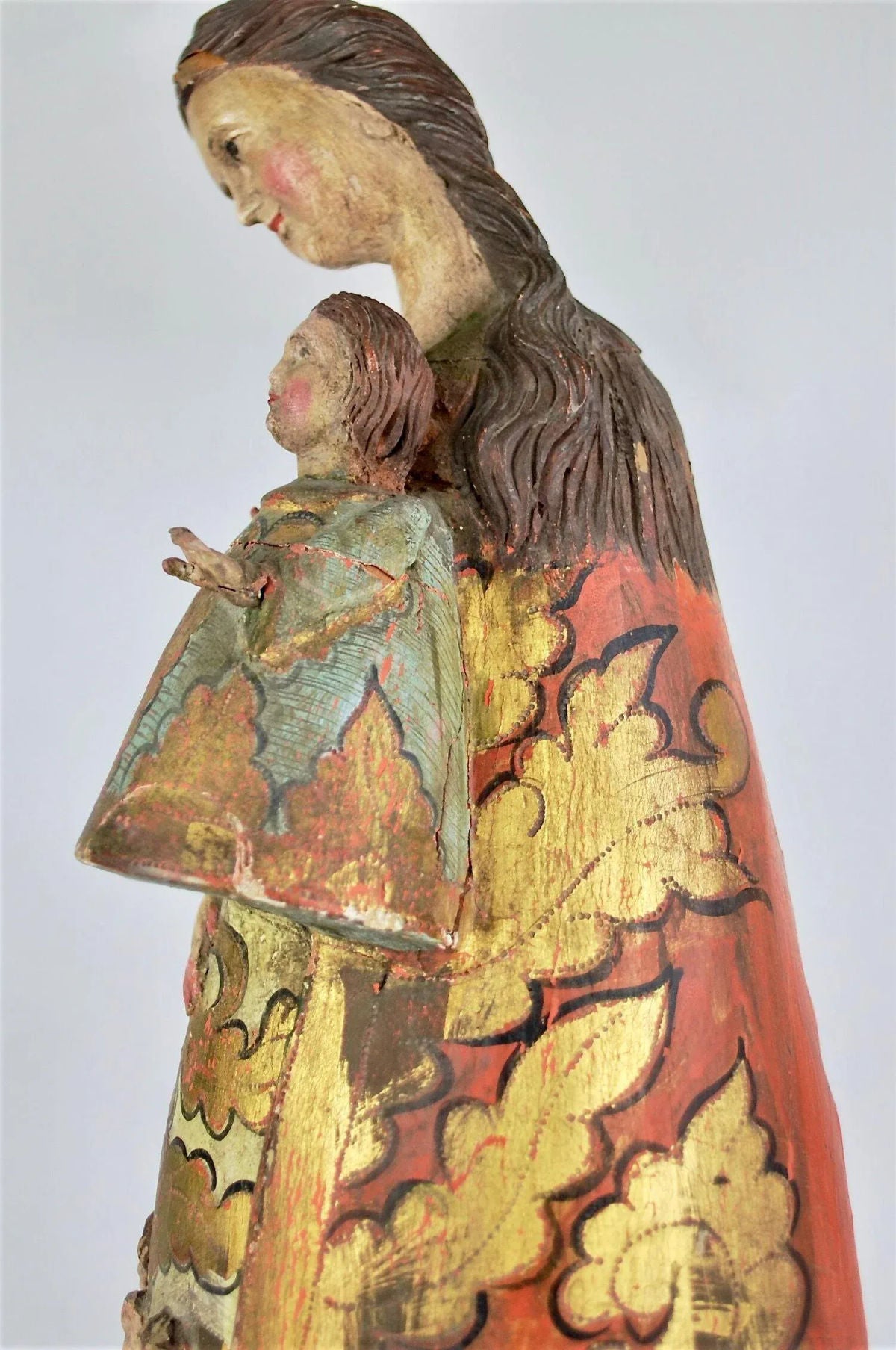 17th Century "Nuestra Señora De Los Desamparados" Wood and Polychrome Image of Valencian Patroness - Image 6