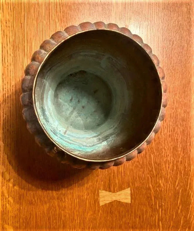 Vintage Egyptian Hammered Copper Wide Mouth Vase - Mid 20th Century - Image 6