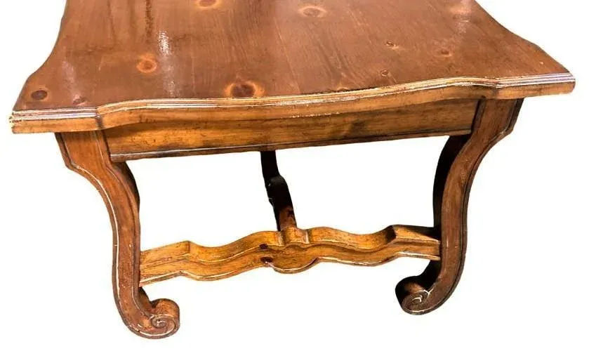 Late 20th Century Lyre Leg Hacienda Style Coffee Table in Knotty Pine and Fruitwood - Image 6