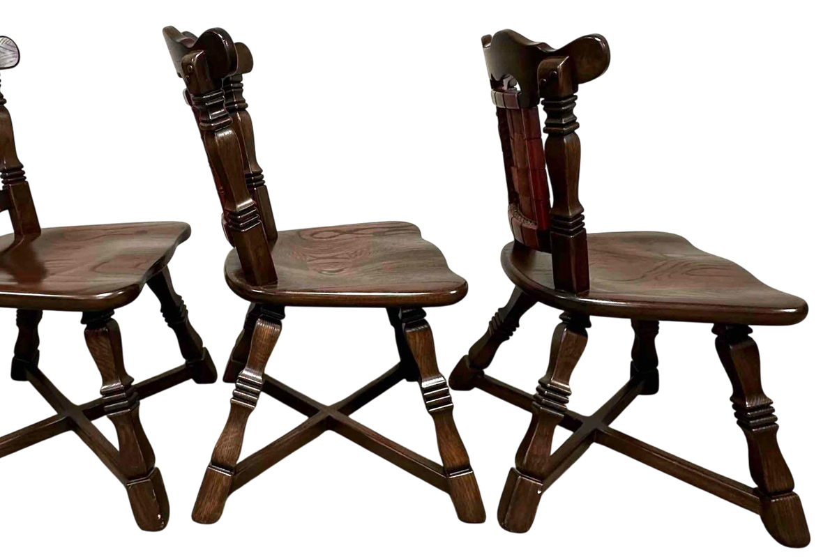 1950s Romweber Viking Oak Dining Chairs - Set of 6 Including 2 Armchairs - Image 6