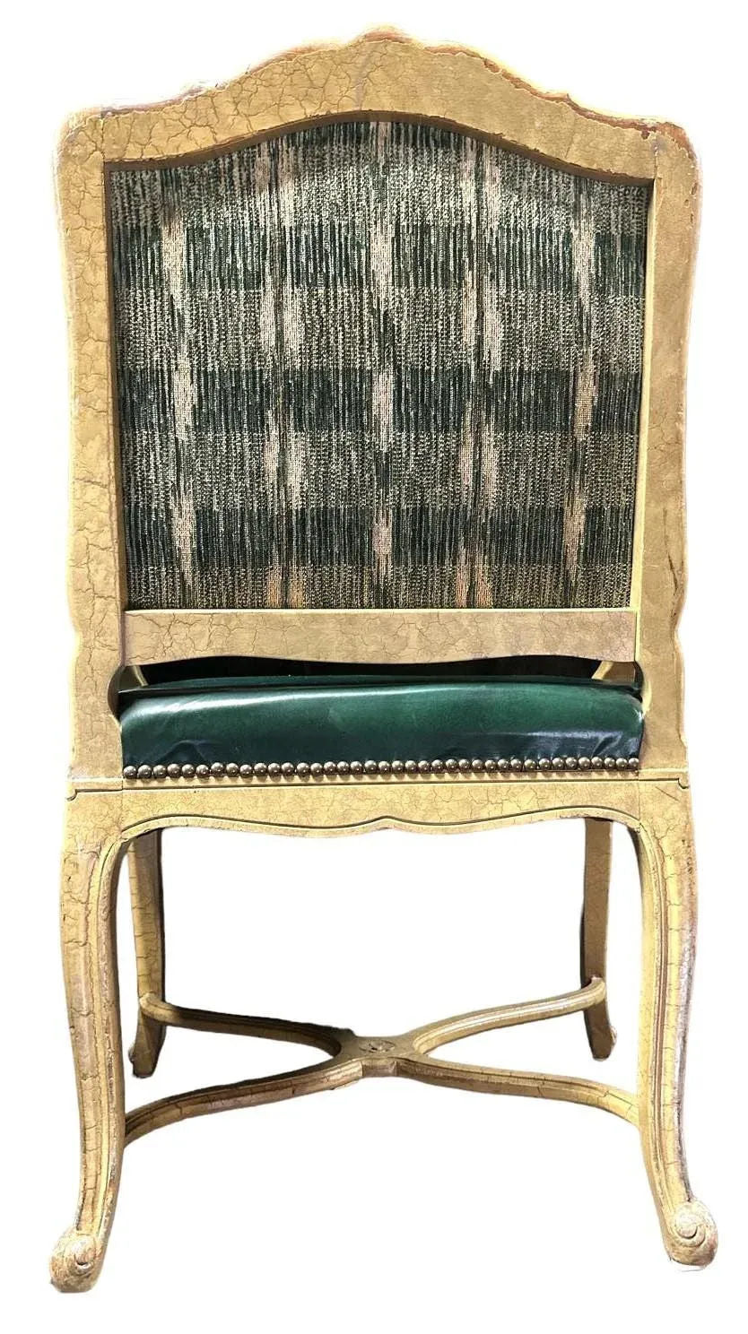 Vintage French Louis XV Fauteuils With Leather Upholstery and Distressed Finish - Late 20th Century - Image 6