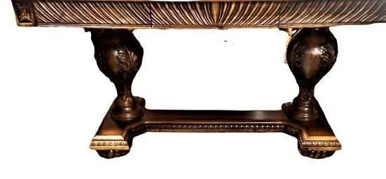 Solid Carved Walnut Mediterranean Style Library Table - Early 21st Century - Image 6