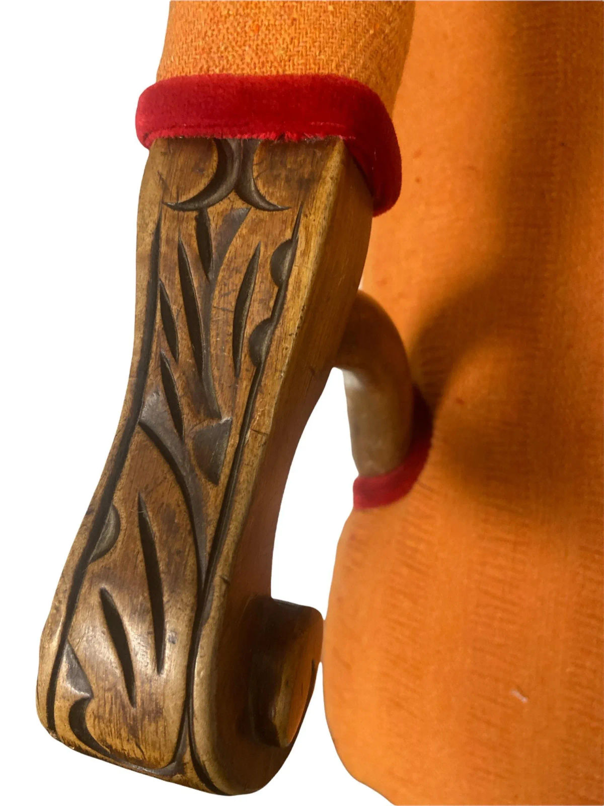 Pumpkin Colored Carved Antique Hacienda Chair Reupholstered With Hand Loomed Oaxaca Tapestry and Manta Cloth - Image 7