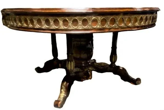 Monumental 19th Century Antique French Empire Dining Table in Burlwood, Satinwood and Mahogany - Image 7