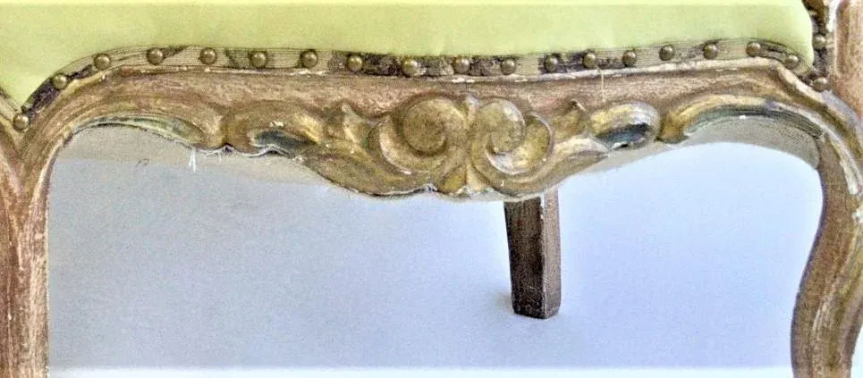 Late 18th Century Spanish Colonial Antique Gilt and Painted Gesso Frame Settee - Image 7