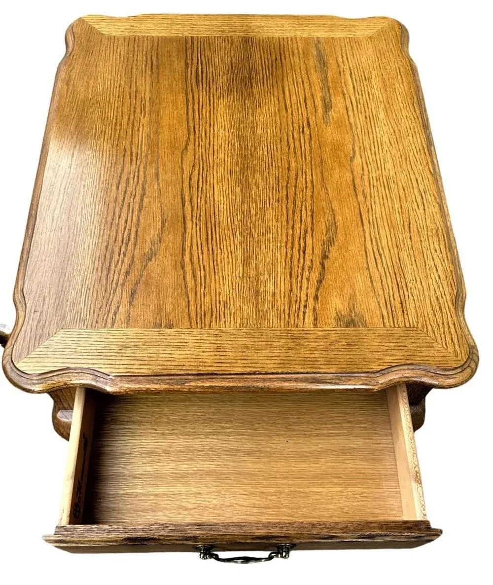 Thomasville French Country Oak Nightstands or Side Tables - Vintage Circa 1970s - Image 7