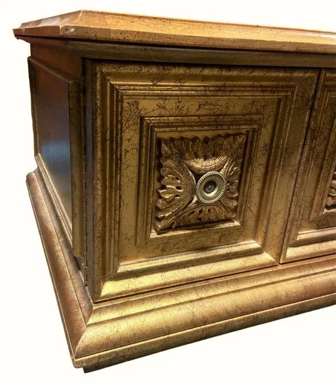Late 20th Century Hollywood Regency Giltwood and Oak Parquet 30" X 30" Side Tables - a Pair - Image 7
