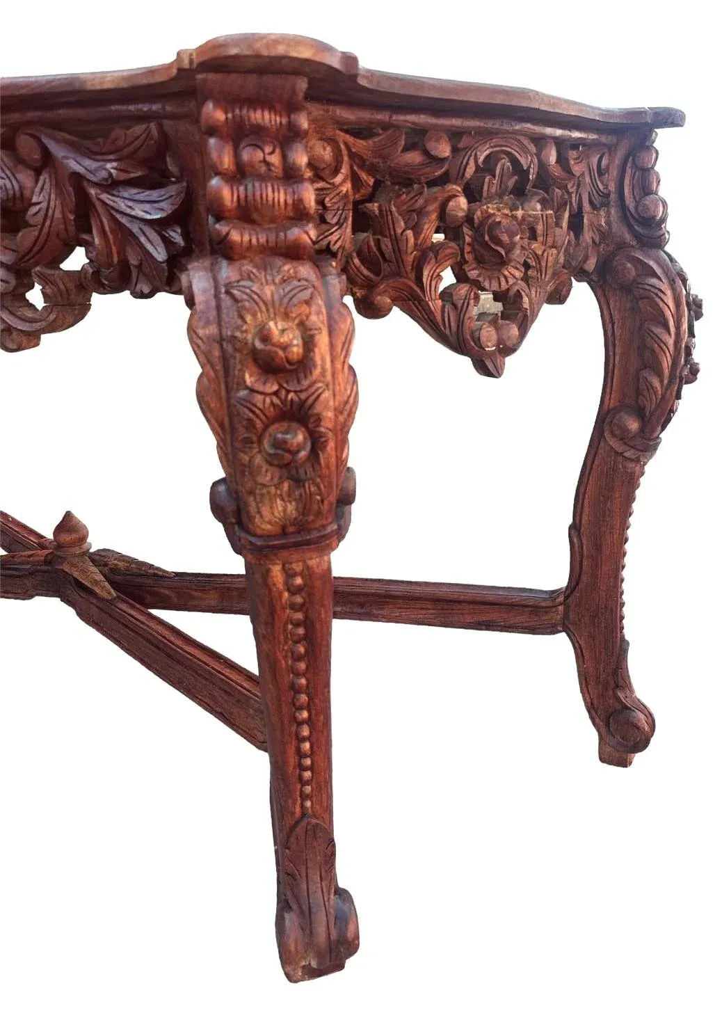 Antique Ornately Carved Anglo Indian Rosewood 60” Console Table - Image 7