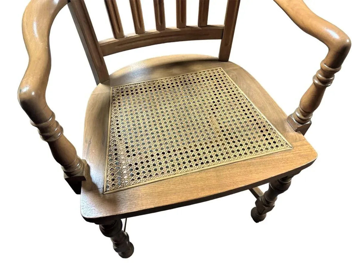 Cerused Walnut and Cane Chairs in a Mid 20th Century Spanish Style - a Pair - Image 7