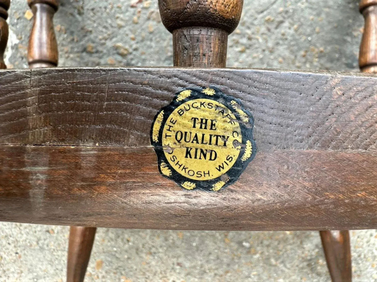 Vintage 1950s Oak Tavern Chairs by Buckstaff of Oshkosh - Set of 4 - Image 7