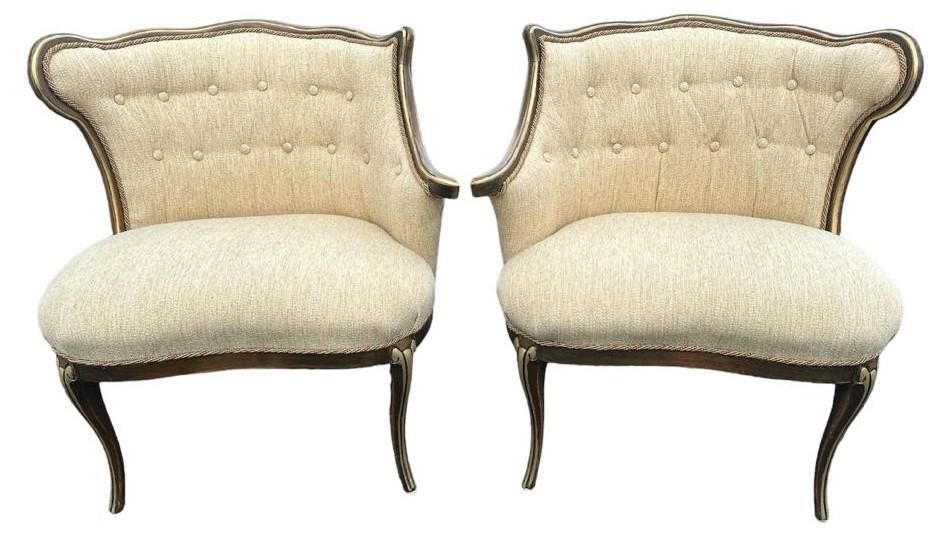 Pair of 19th Century Antique Louis XV Side Chairs With New Upholstery and Refinished With Giltwood Highlights - Image 7