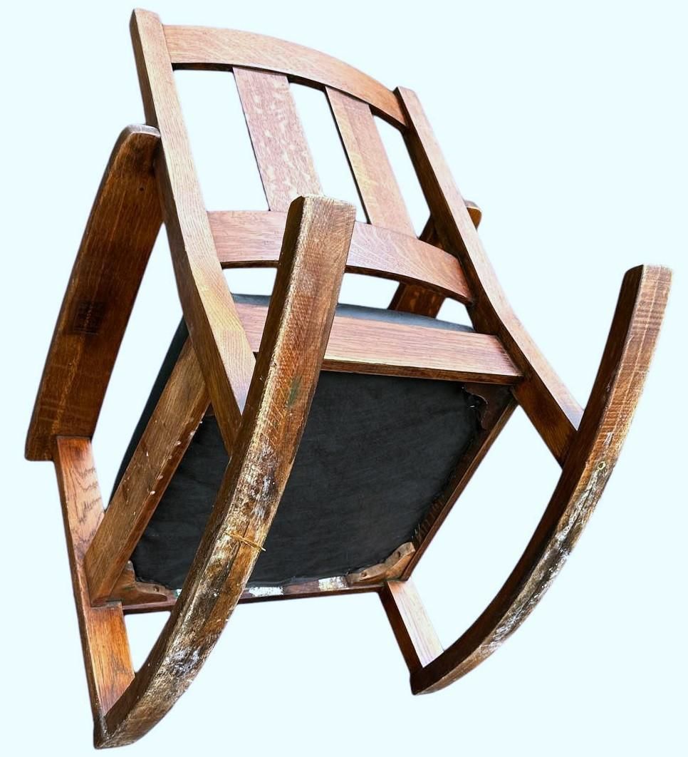 Signed Limbert Collectible Antique Arts & Crafts Quarter Sawn Oak Rocking Chair - Image 7