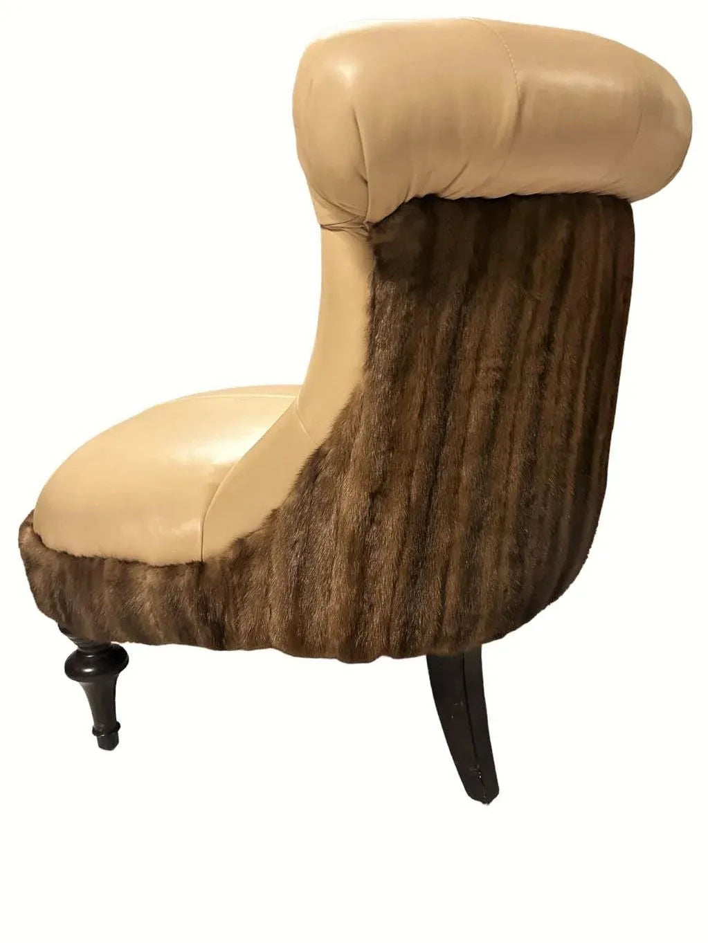 Mink Fur and Calfskin Upholstered Boudoir Chair - Image 7