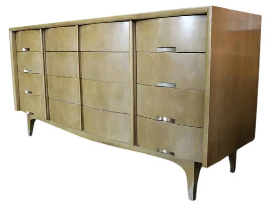 Bleached Mahogany American of Martinsville Fully Restored Credenza or Dresser - Vintage 1950s - Image 7
