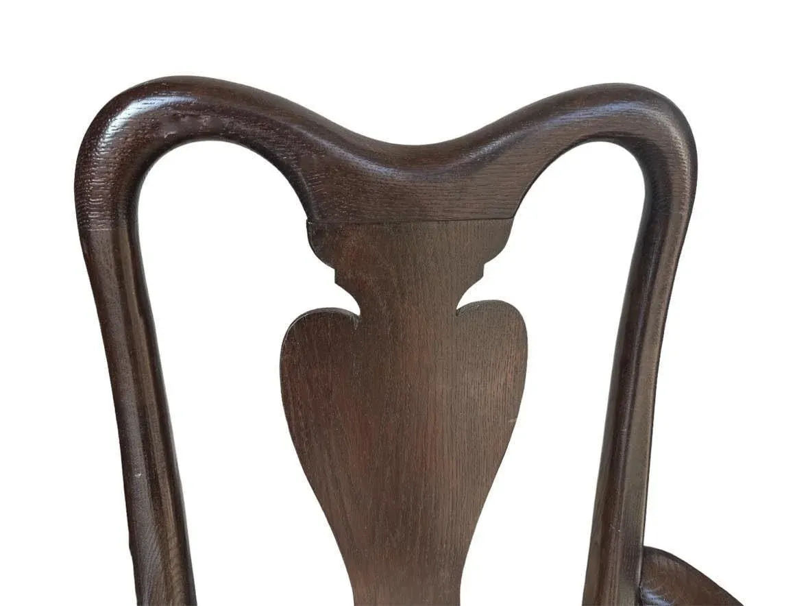 Set of 4 Vintage Dark Oak Queen Anne Dining Chairs Made in Canada - Early 21st Century - Image 7