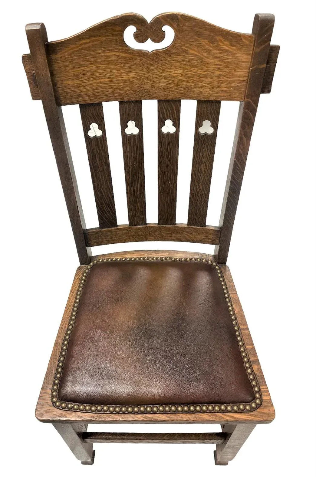 Wyburd and Liberty Attributed Antique Edwardian English Oak Chairs - a Pair - Image 7