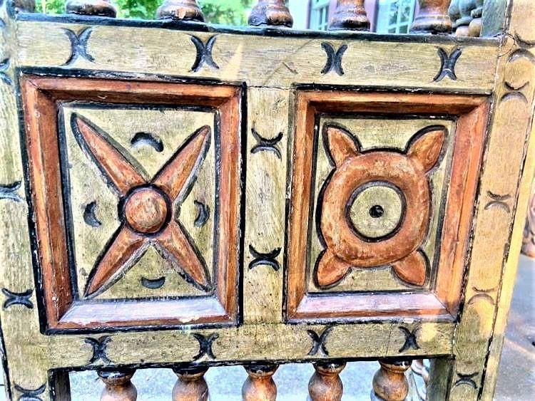 Extraordinary Antique Painted 18th Century Spanish Colonial Room Divider From Mexico - Image 7