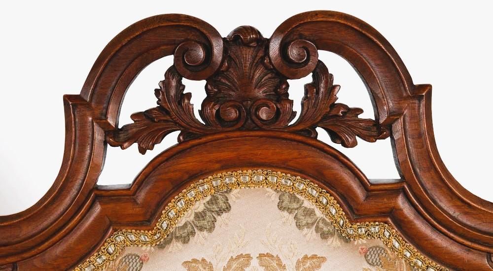 Set of Eight Antique 19th Century French Baroque Carved Walnut and Upholstery Dining Chairs - Image 7