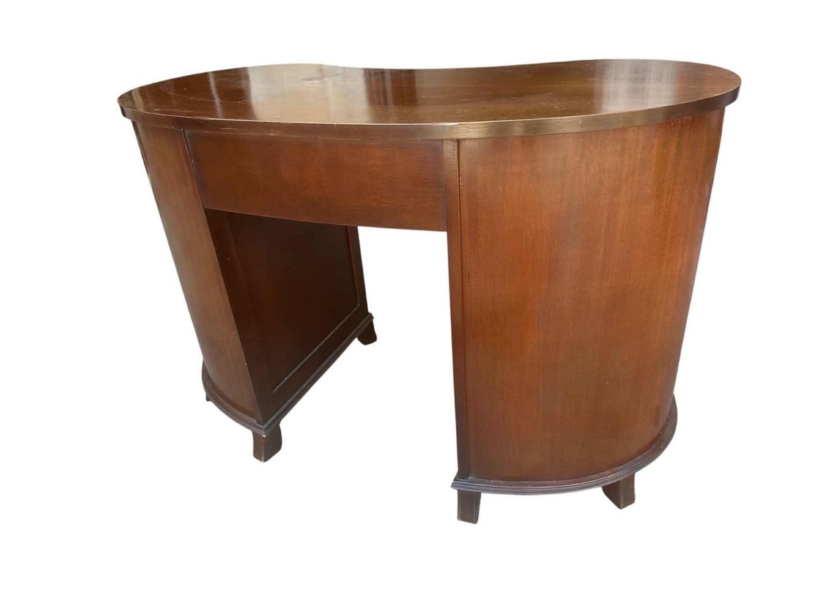 Taylor Jamestown Kidney Shaped Mahogany Desk - Circa 1930s - Image 7
