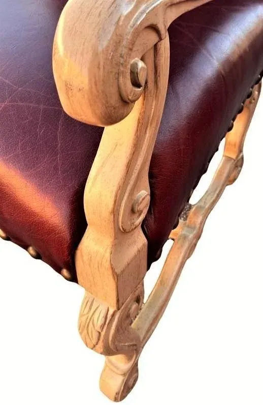 Bernhardt Large Hacienda Chairs in Otomi Hand Embroidery and Leather - a Pair - Early 21st Century - Image 7