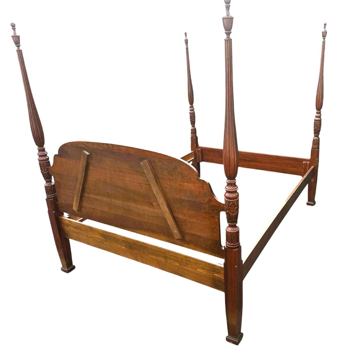 Queen Size Solid Cherry Wood Four Poster Rice Bed - Vintage Late 20th Century - Image 7