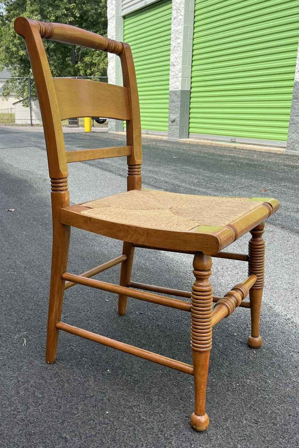 Nichols & Stone Maple Frame and Rush Seat Dining Chairs - Set of 4 Including 2 Armchairs - Image 7