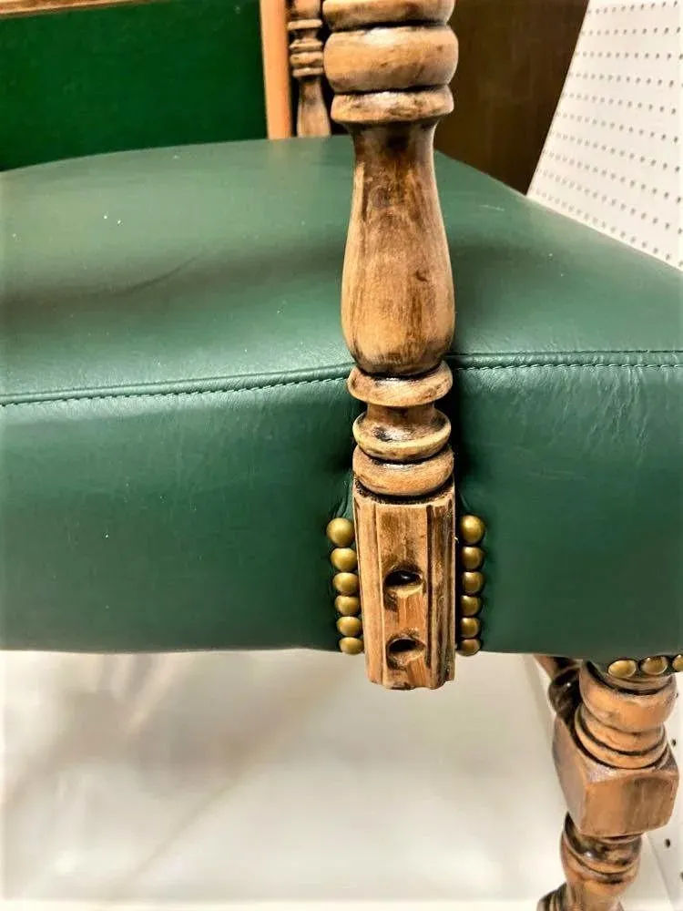 Early 20th Century Spanish Revival Arm Chair With of Colorful Sarape and Italian Leather Upholstery - Image 7