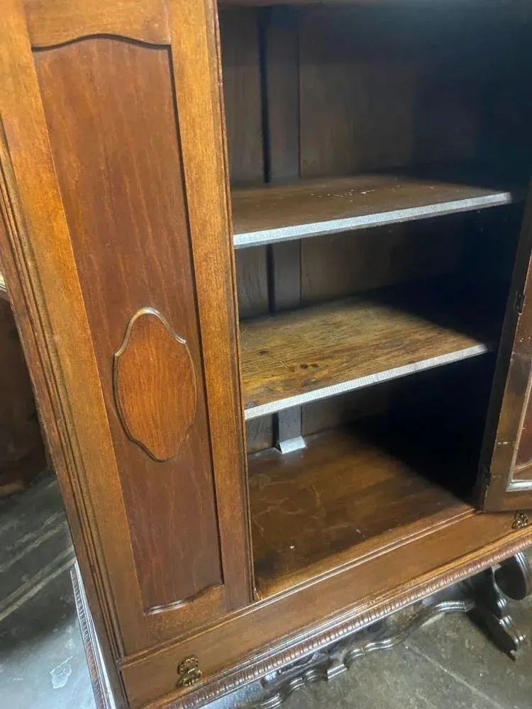 Albert Furniture Antique Spanish Revival Walnut China Cabinet - 1920s - Image 7