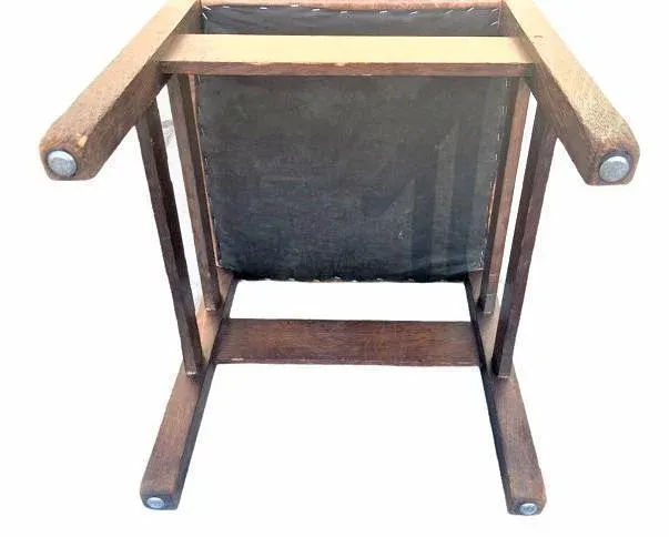 Signed Gustav Stickley Quarter Sawn Mission Oak Chair With New Leather Seat Cover - Early 20th Century - Image 7