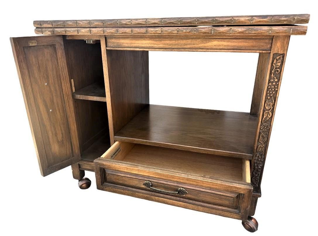 Romweber Viking Oak Dry Bar or Serving Cart - Vintage Mid 20th Century - Image 7
