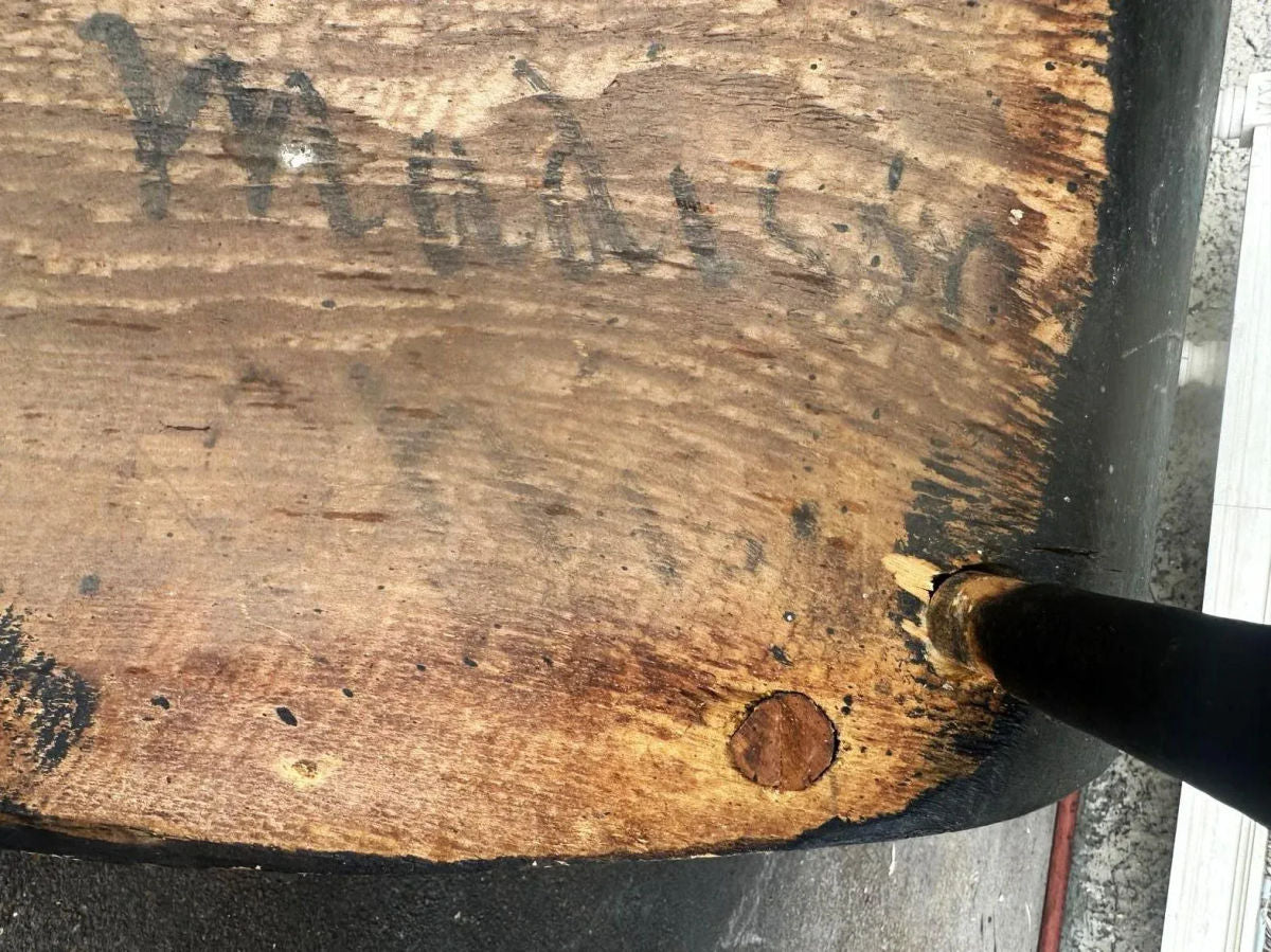 Early 19th Century Painted Oak Rocking Chair Signed ‘Madison’ - Image 7