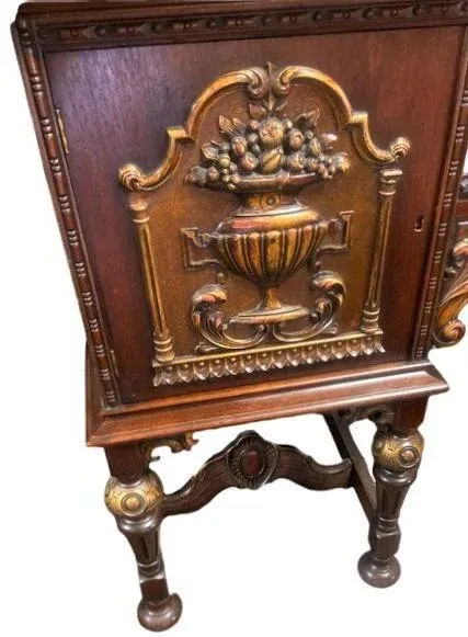 Al Capone's Chicago Era Antique Spanish Revival Walnut and Burlwood 78" Sideboard - 1920s - Image 7