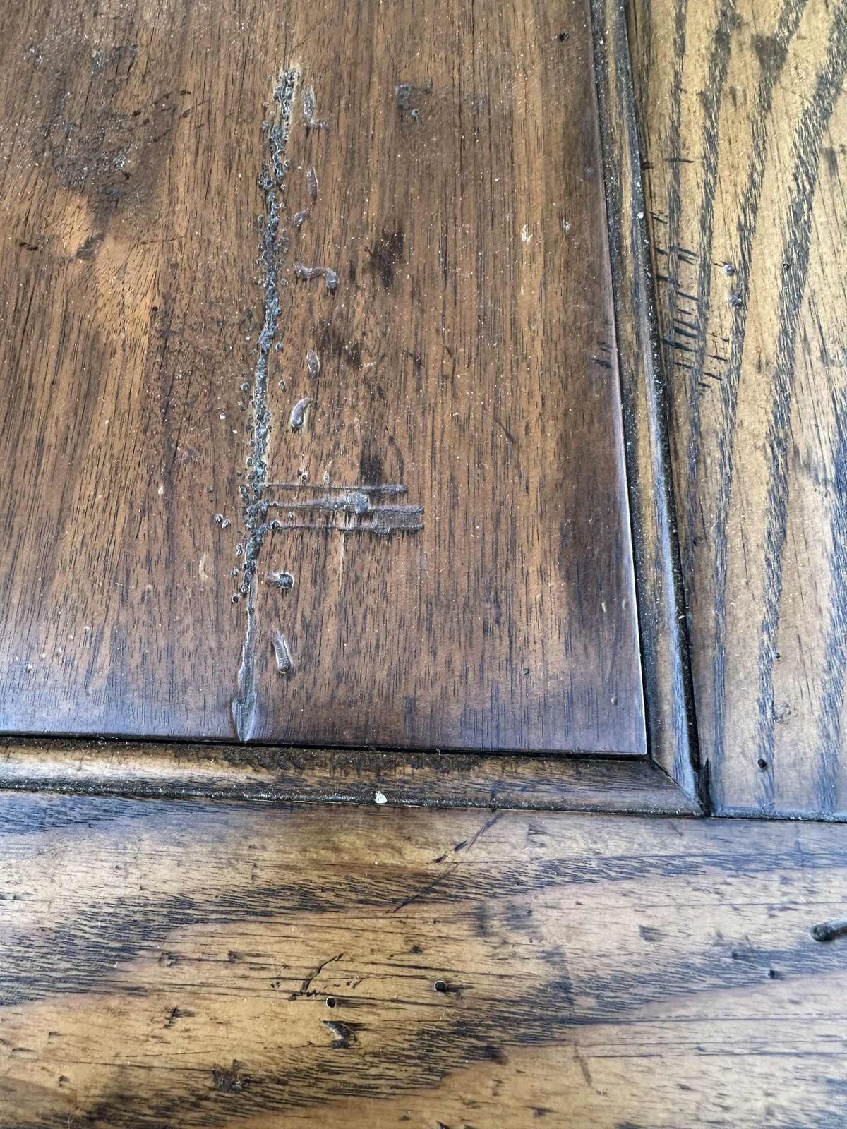 Late 20th Century Monumental Spanish Rustic Style Solid Oak Refectory Table With Heavy Iron Cursive Stretchers - Image 7