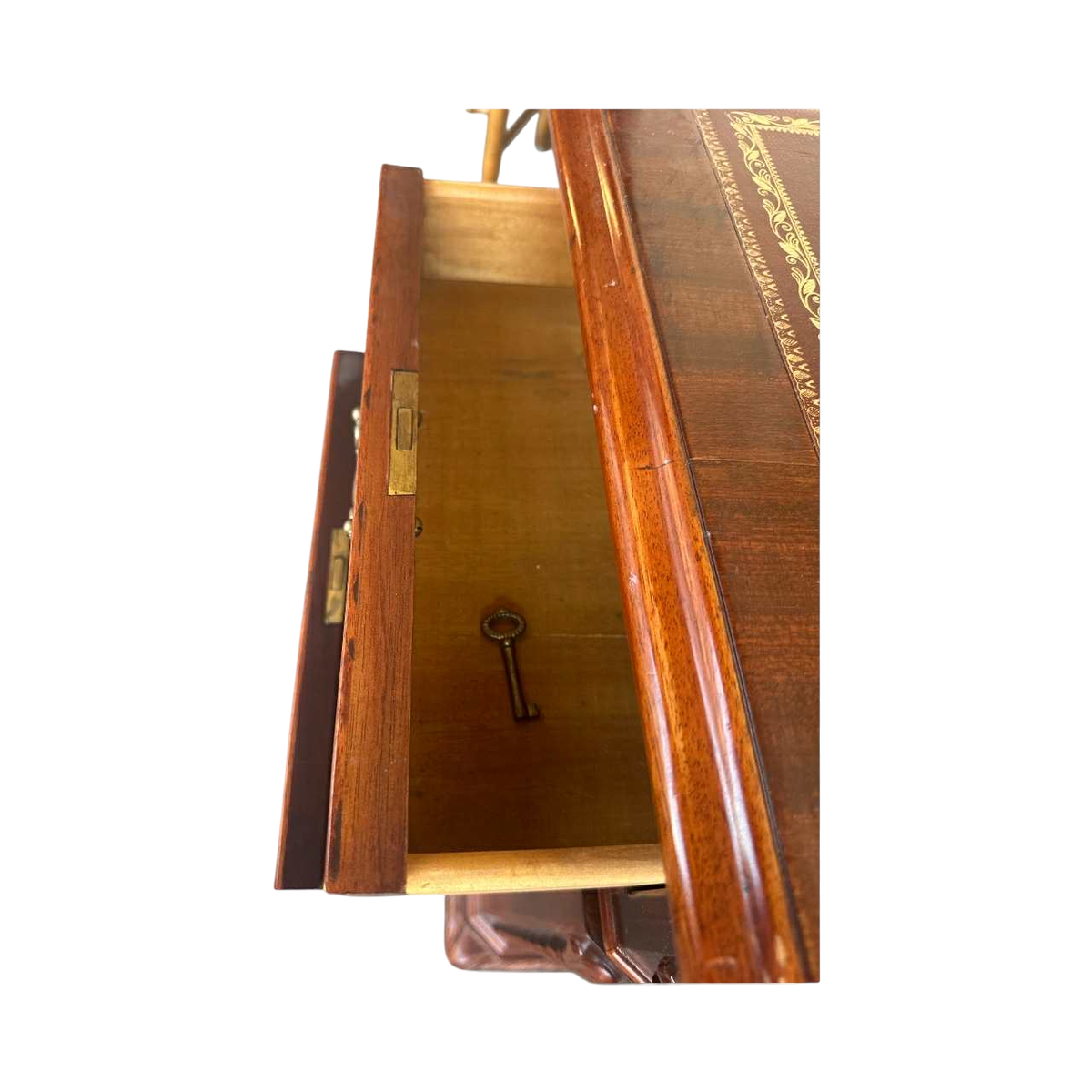 Carved Mahogany Double Pedestal Desk With Tooled Leather Top - Vintage Late 20th Century - Image 7
