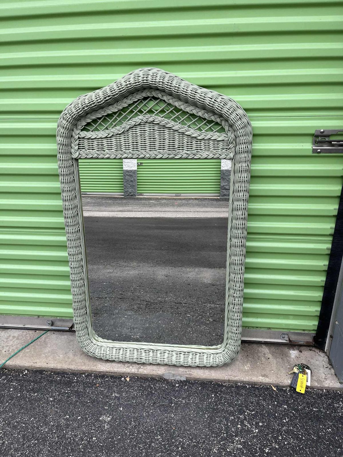 Henry Link Lexington Coastal Wicker Dresser and Mirror Set Circa 1980s - Newly Painted in Sage - Image 7