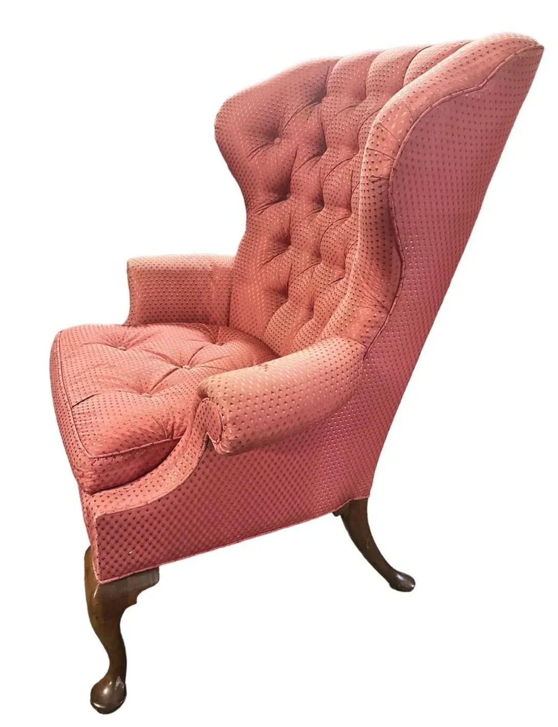 Baker Furniture Company Button Tufted Upholstered Wing Chair - Vintage Early 21st Century - Image 7