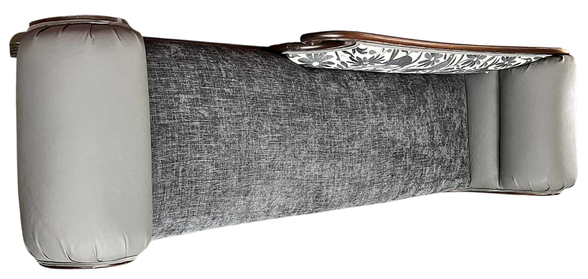 ‘Empress Carlota’ Mahogany Empire Chaise - Circa 1860s - Reupholstered With New Otomi Hand Embroidery and Leather - Image 7