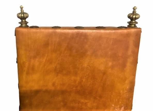 Artes De México Internacionales Accent Chair in Cognac Saddle Leather With Brass Finials - Vintage 1960s - Image 7